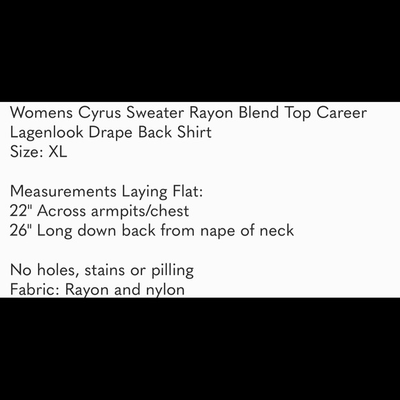 Cyrus Sweater Top Drape Back Rayon Blend Shirt - Picture 8 of 8